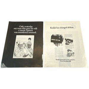 Kodak Instamatic Movie Camera Vintage Print Ad 1968 Magazine 2 Page Original